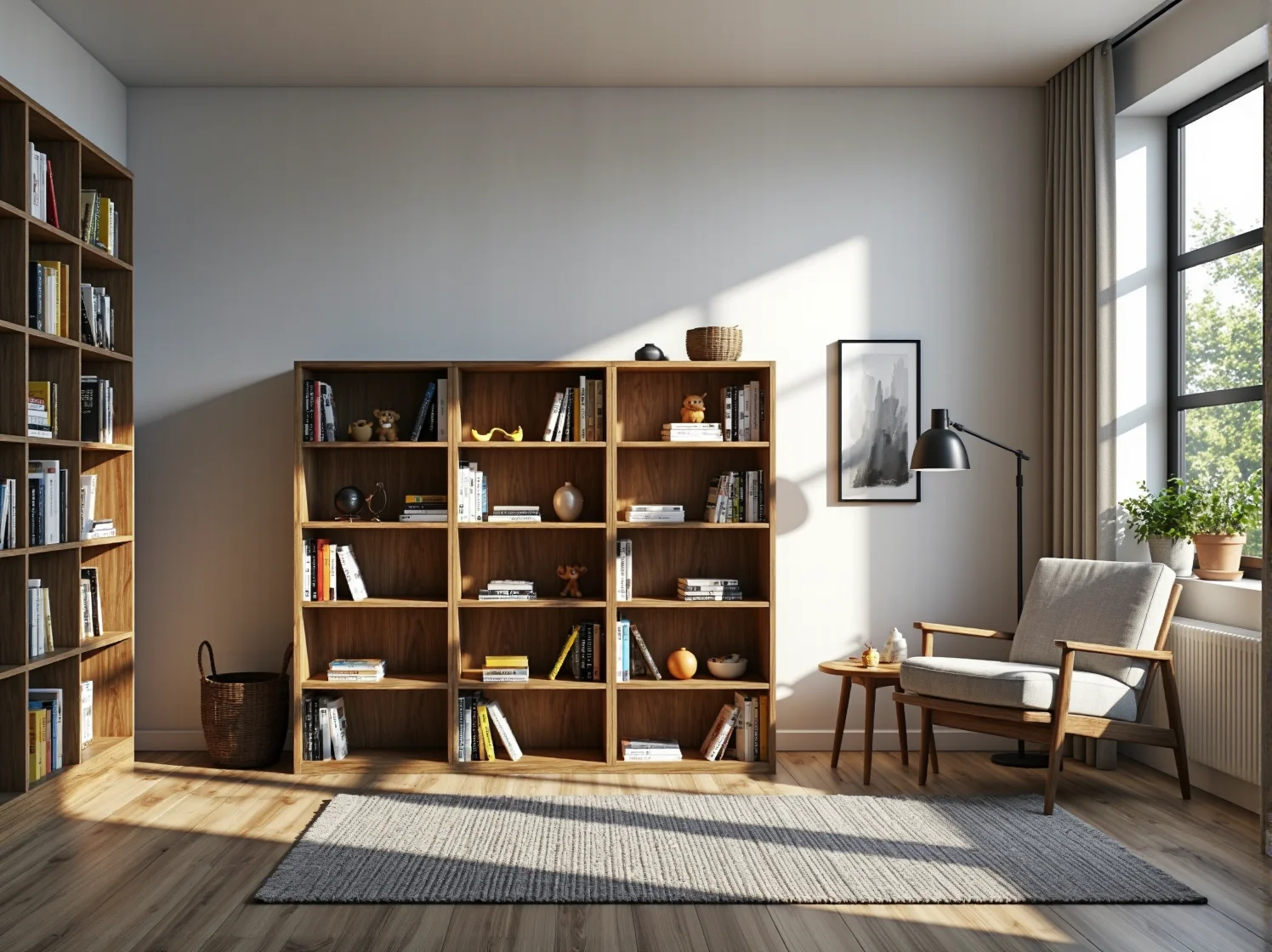 Bezpieczny regał do pokoju dziecka z zaokrąglonymi krawędziami i stabilną konstrukcją przymocowaną do ściany.