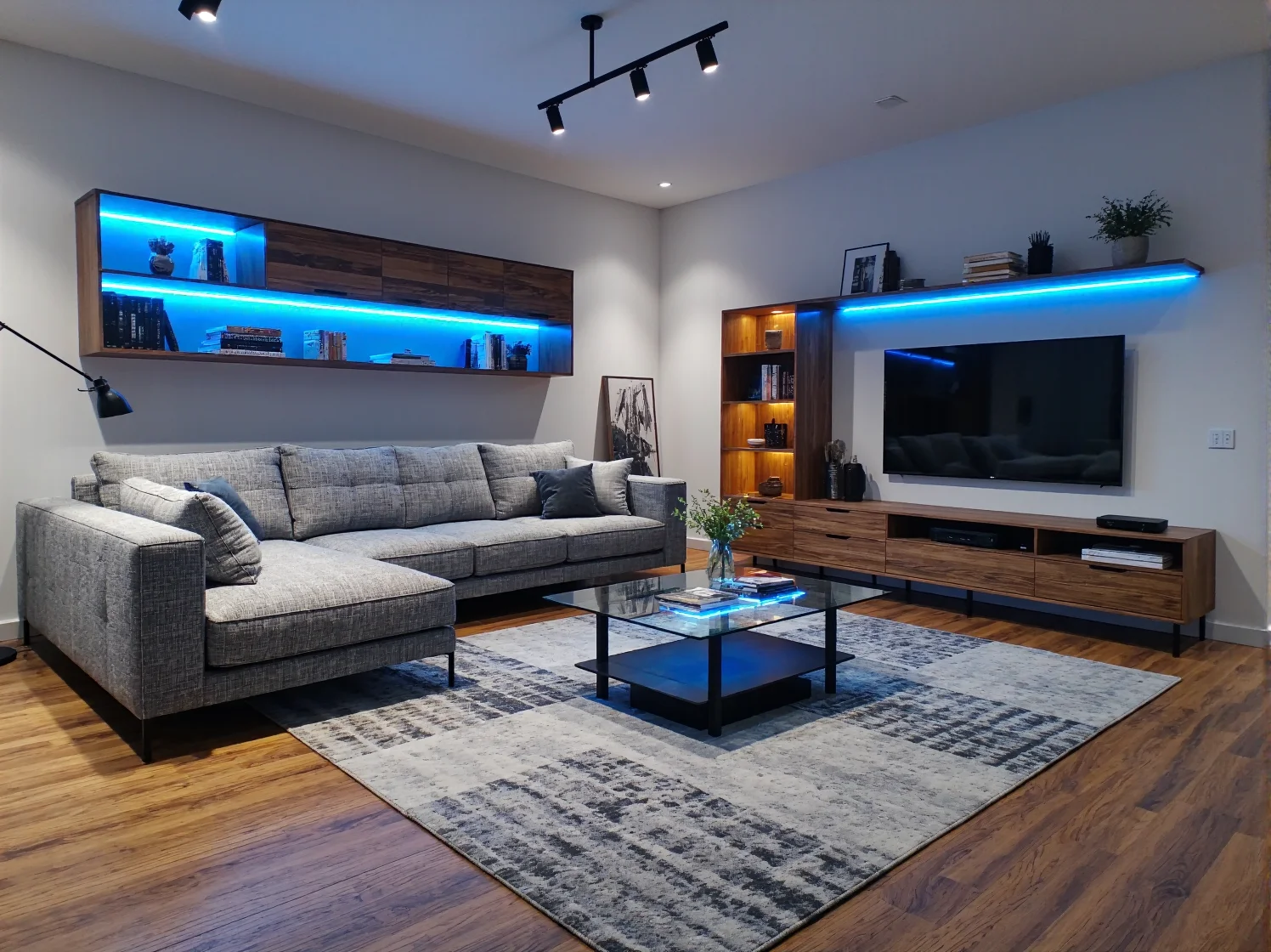 Biurko gamingowe z dynamicznymi taśmami LED RGB zmieniającymi kolor