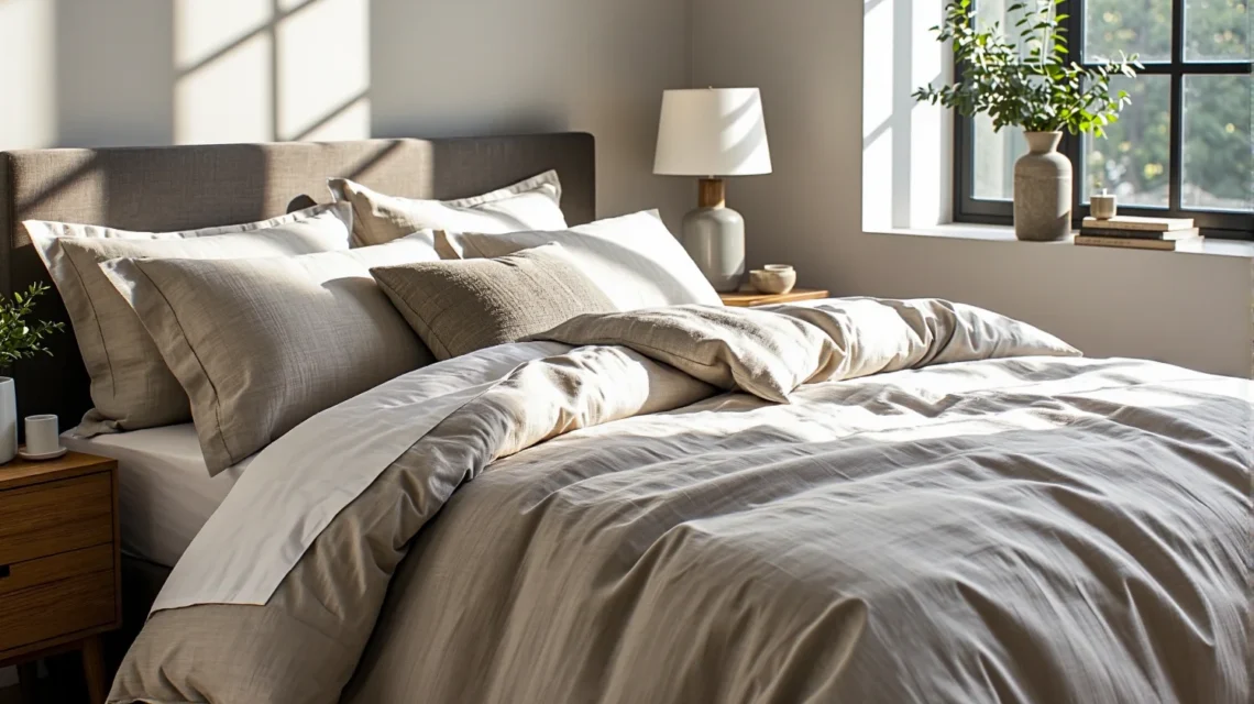 Wygodne łóżko tapicerowane beżowe z wysokim zagłówkiem dla seniora