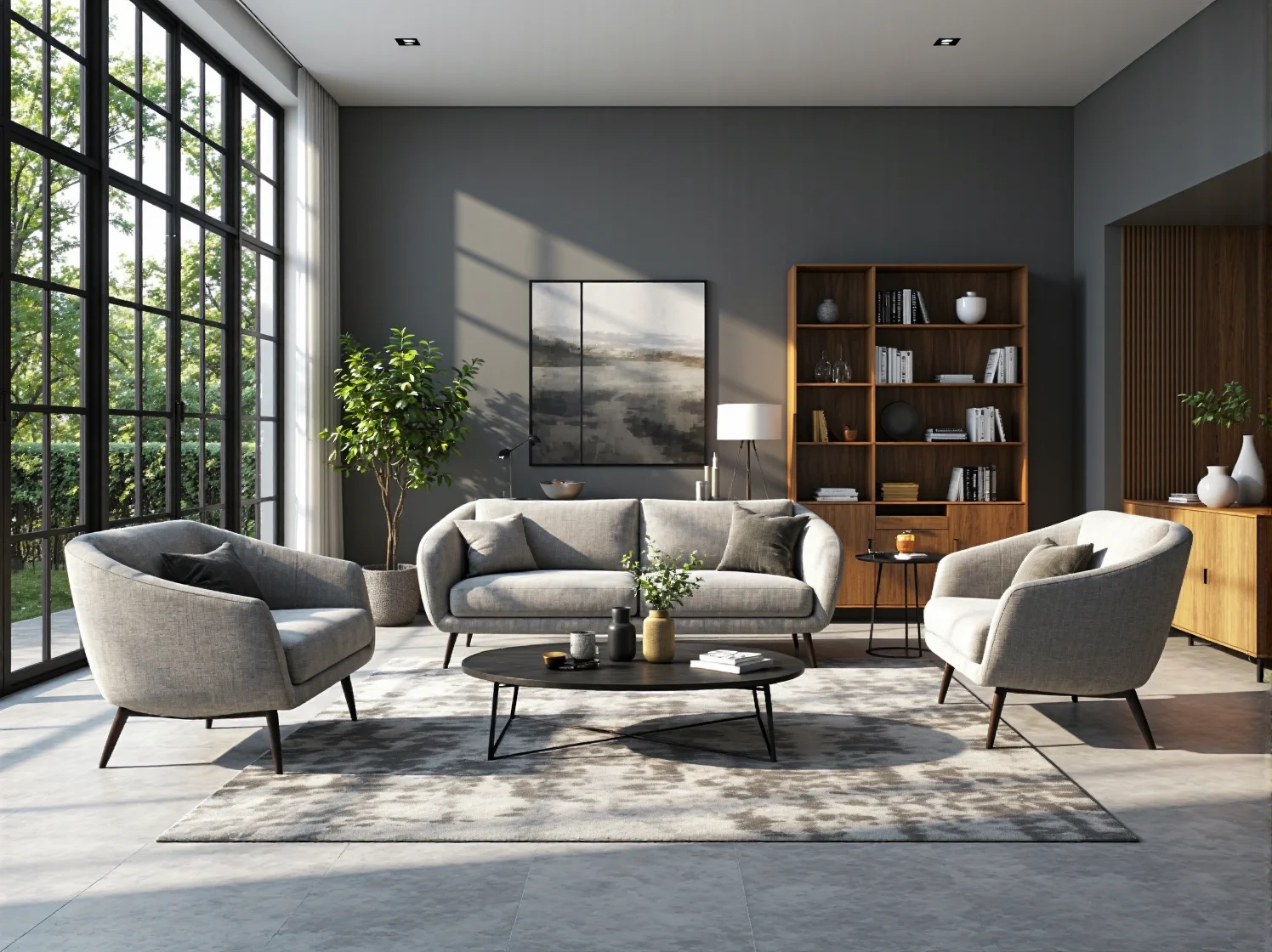 Szary narożnik tapicerowany z funkcją spania i poduszkami