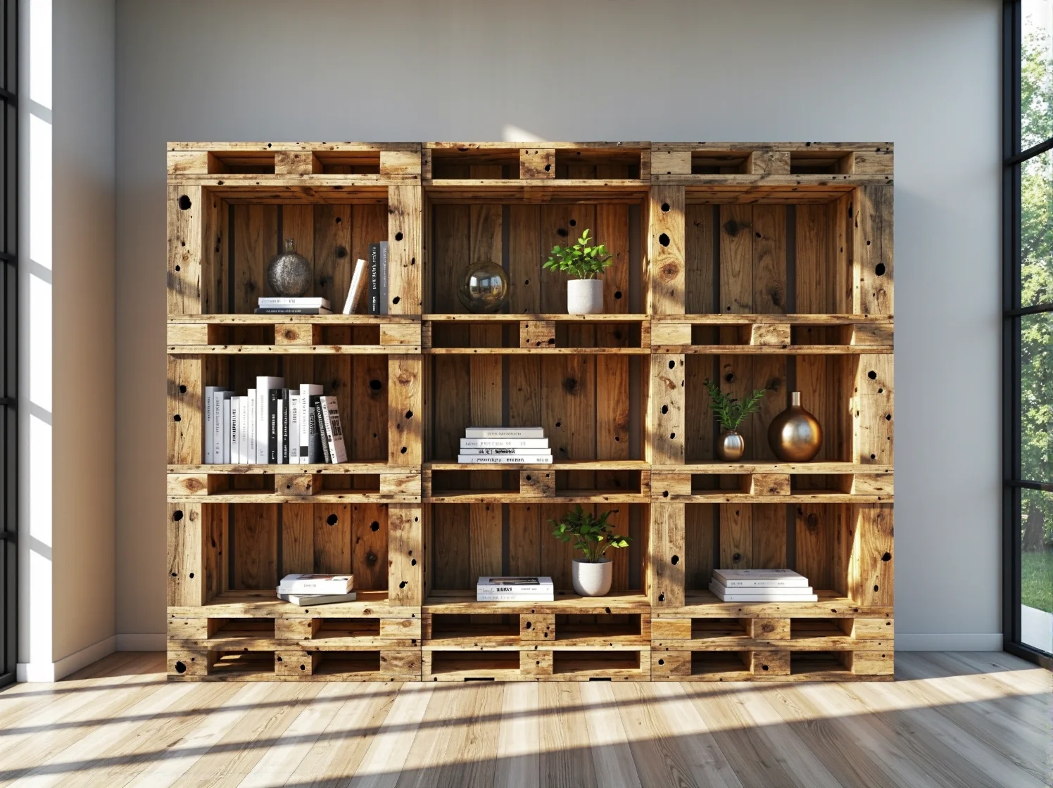 Designerskie krzesła z przetworzonego plastiku przy stole w ekologicznej jadalni.