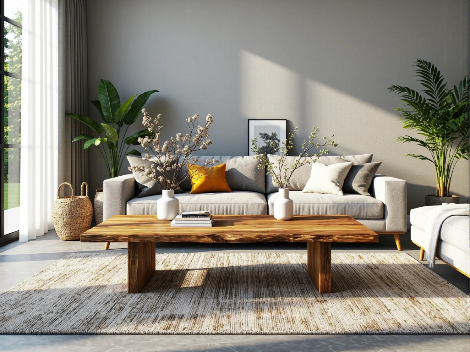 Drewniany stolik kawowy z litego drewna z naturalnym usłojeniem