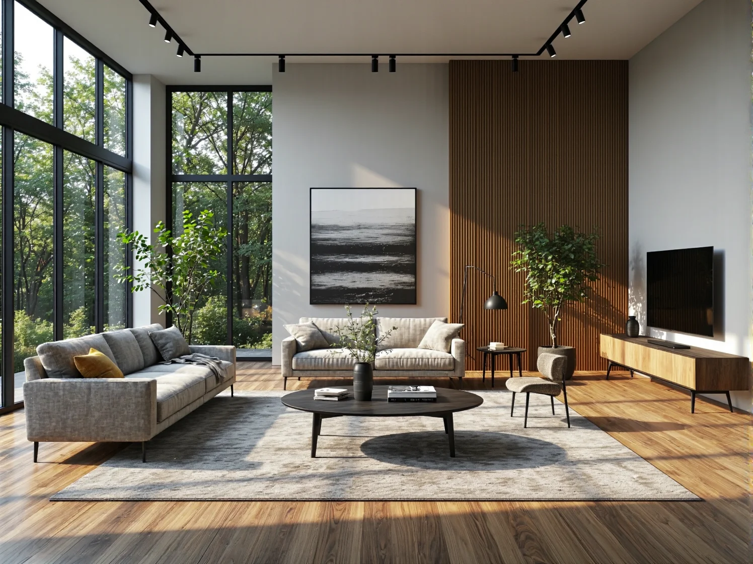 Lampa wisząca z bambusa i drewna nad stołem w jasnej jadalni.