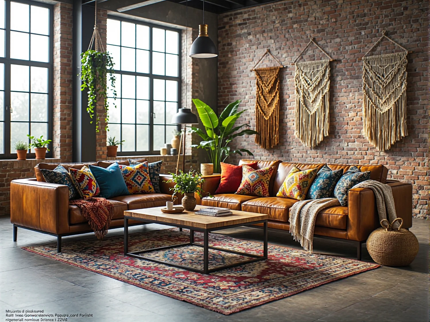 Brązowa skórzana sofa narożna industrialna na metalowych nóżkach