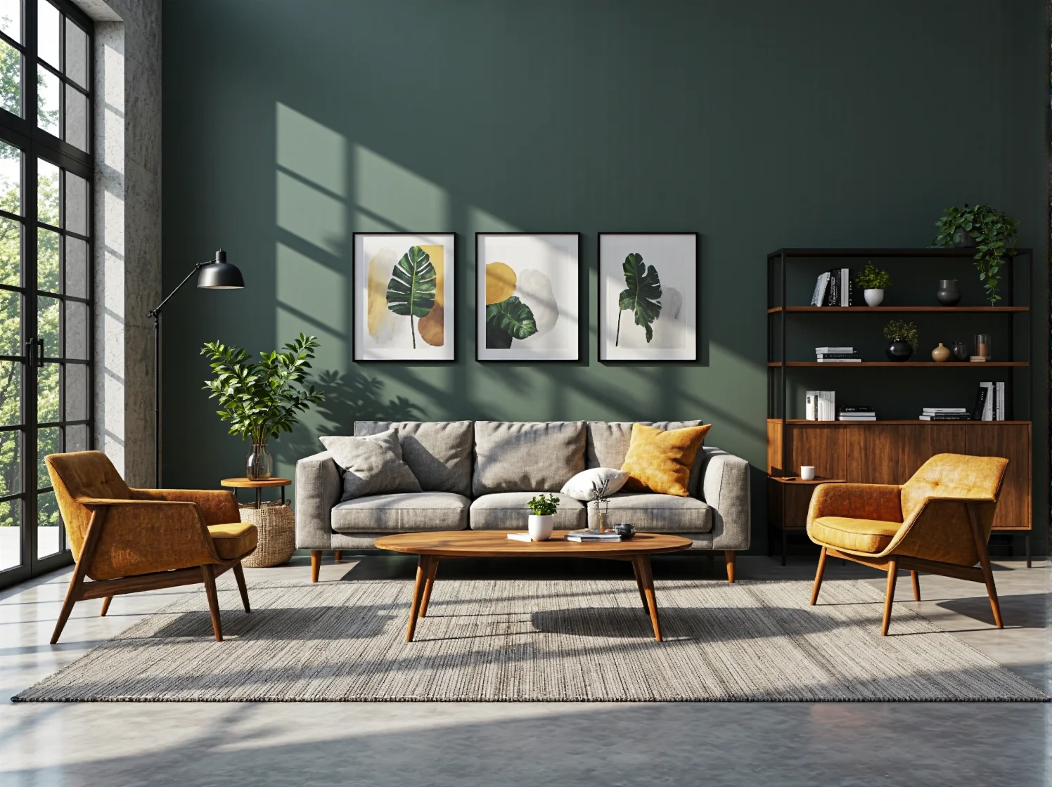 Nowoczesne łóżko kontynentalne z metalowymi nóżkami w aranżacji loftowej z drewnem.