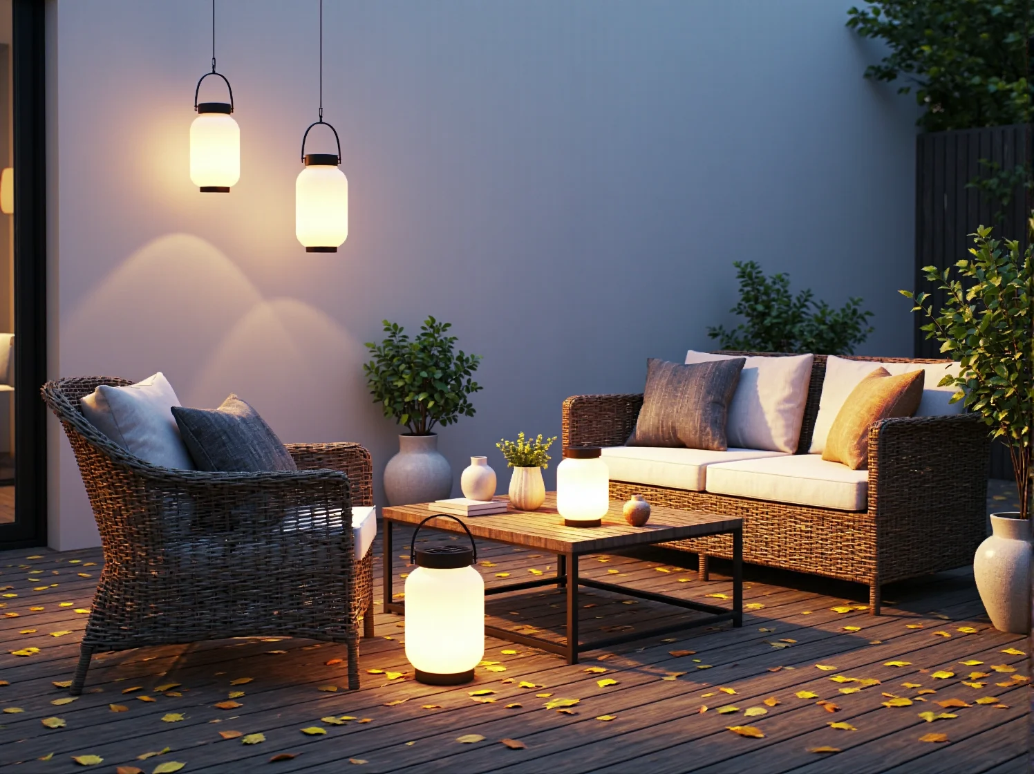 Wieczorne oświetlenie ścieżki przez lampy naładowane słońcem