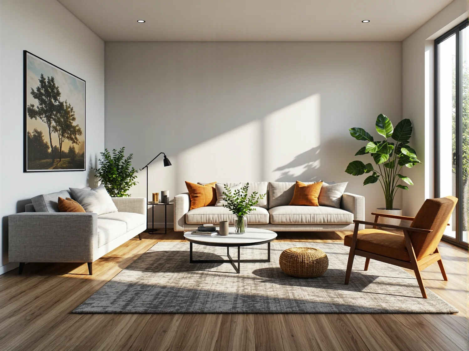 Pleciony klosz z rattanu dający ciepłe i przytulne światło we wnętrzu.