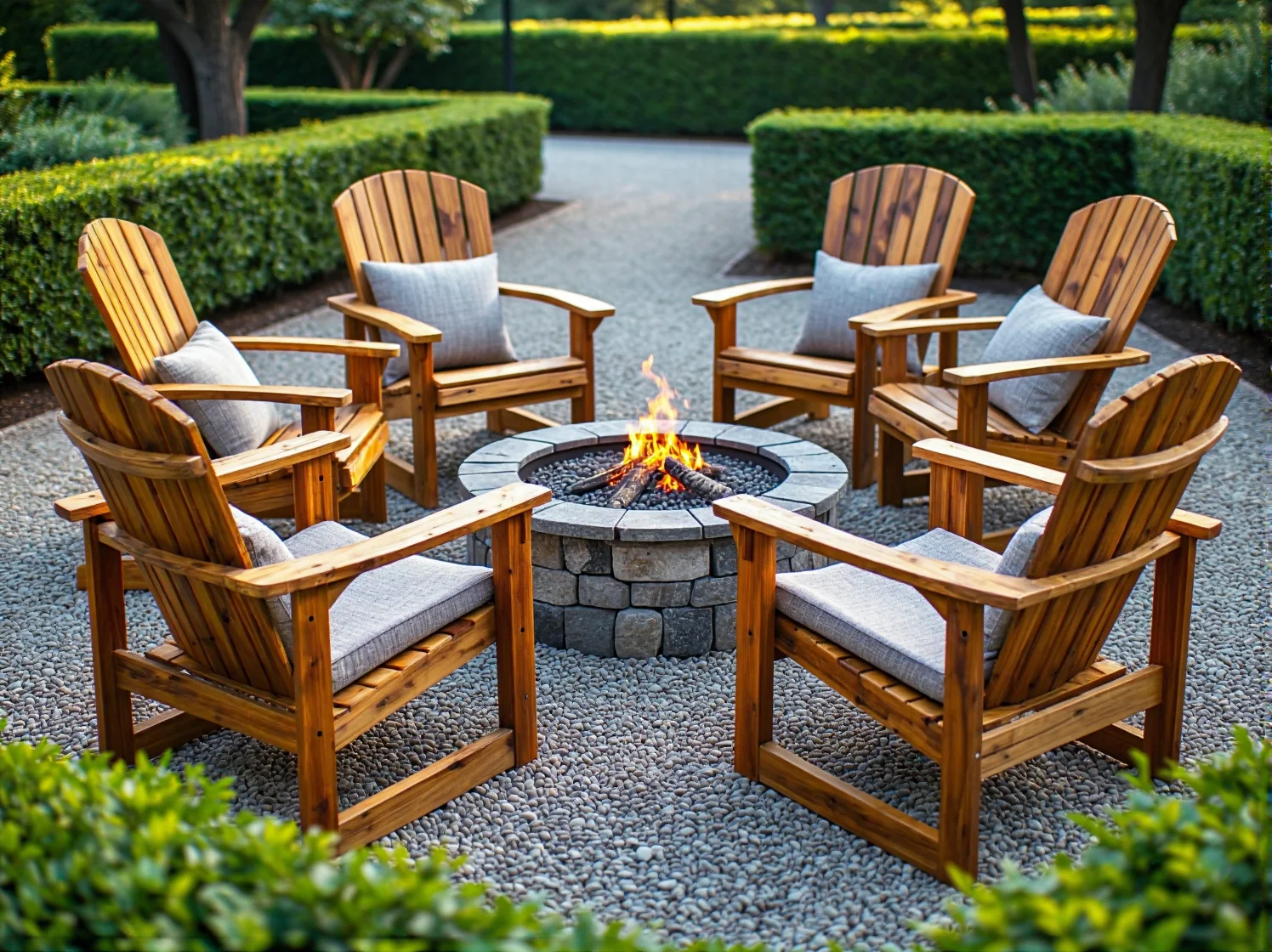 Odnowiony zestaw mebli ogrodowych z drewna po impregnacji olejem.