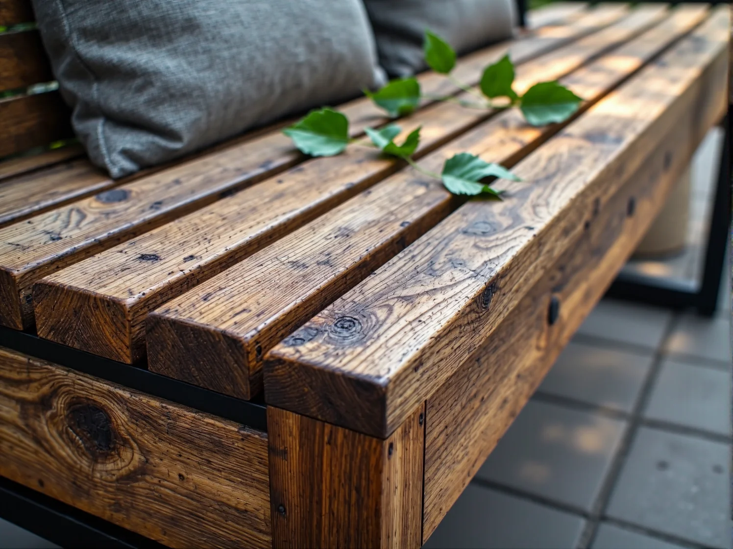 Różne rodzaje środków do drewna: olej, lazura i lakierobejca na tarasie.