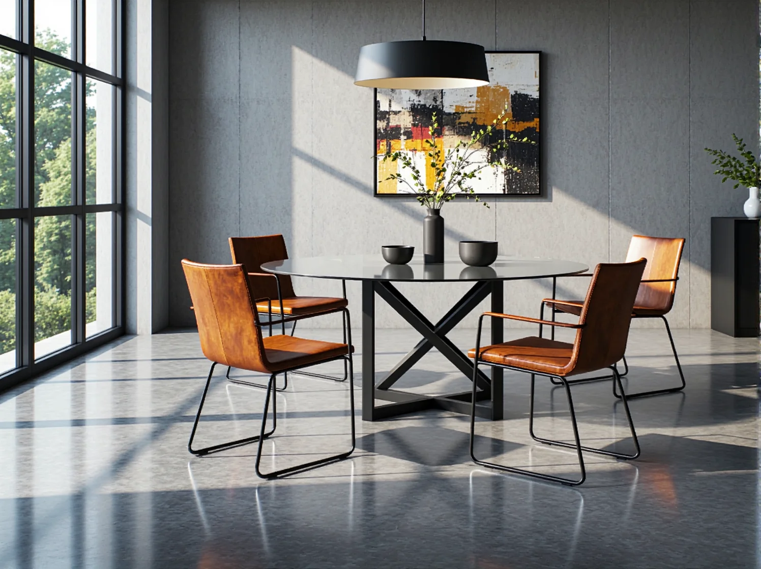 Industrialny stół z metalowymi nogami do jadalni typu loft