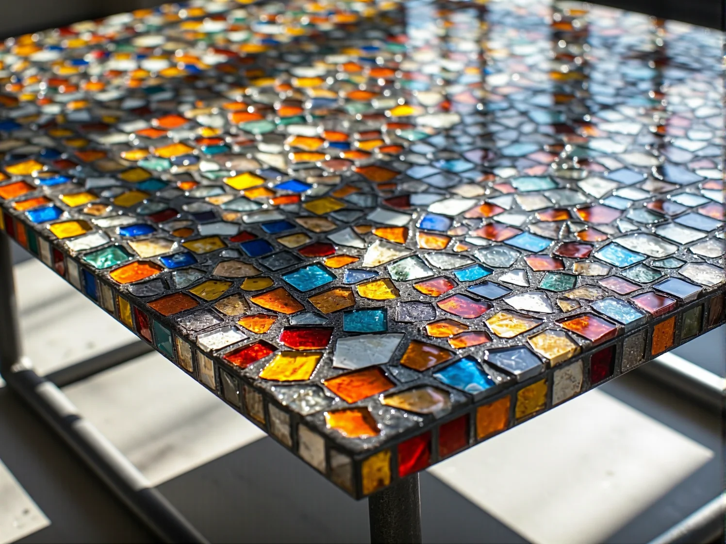 Industrialny stolik kawowy z metalu z recyklingu jako stylowy element nowoczesnego salonu.