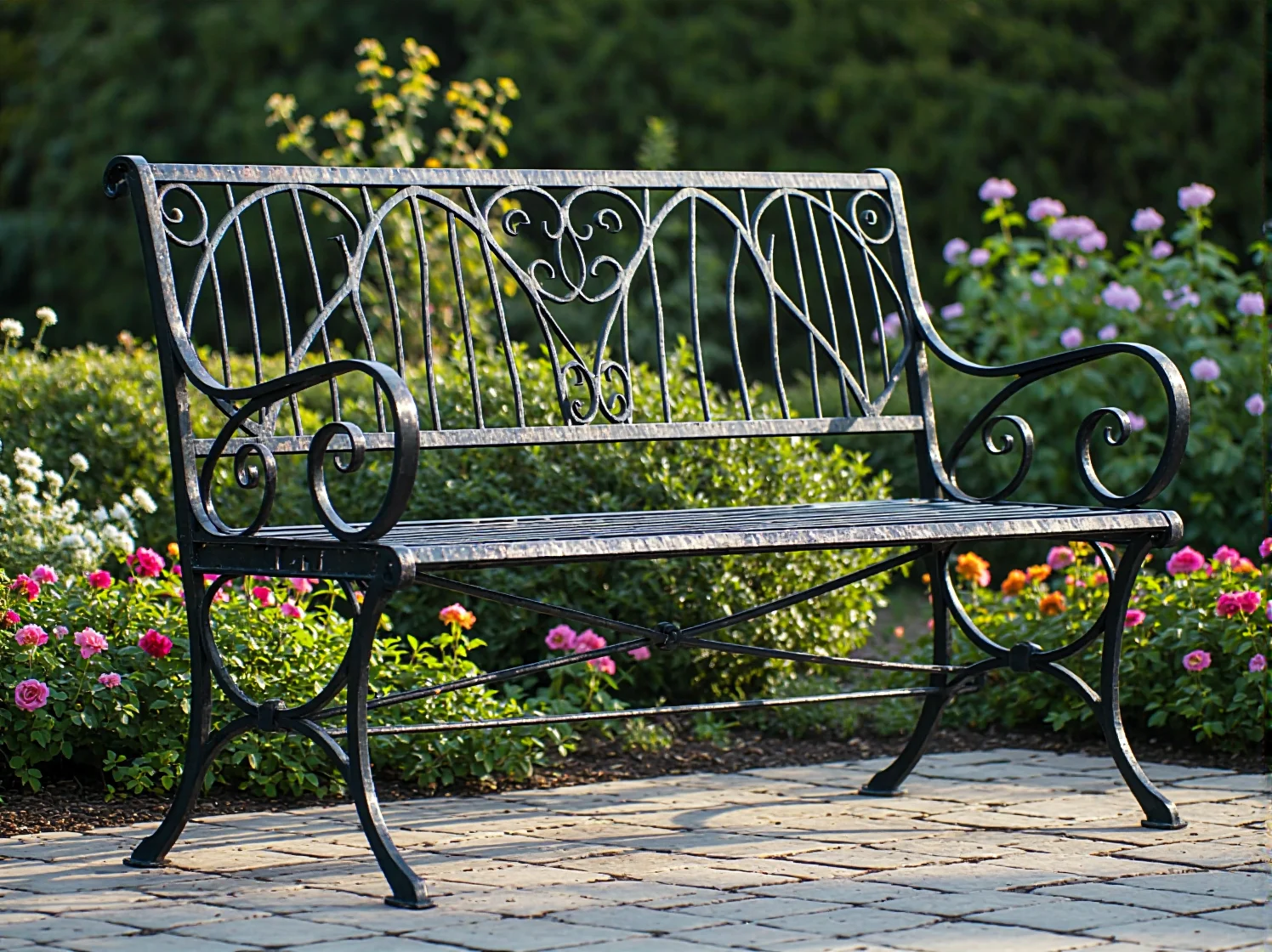 Trwały metalowy stół ogrodowy i krzesła w eleganckiej aranżacji jadalnianej