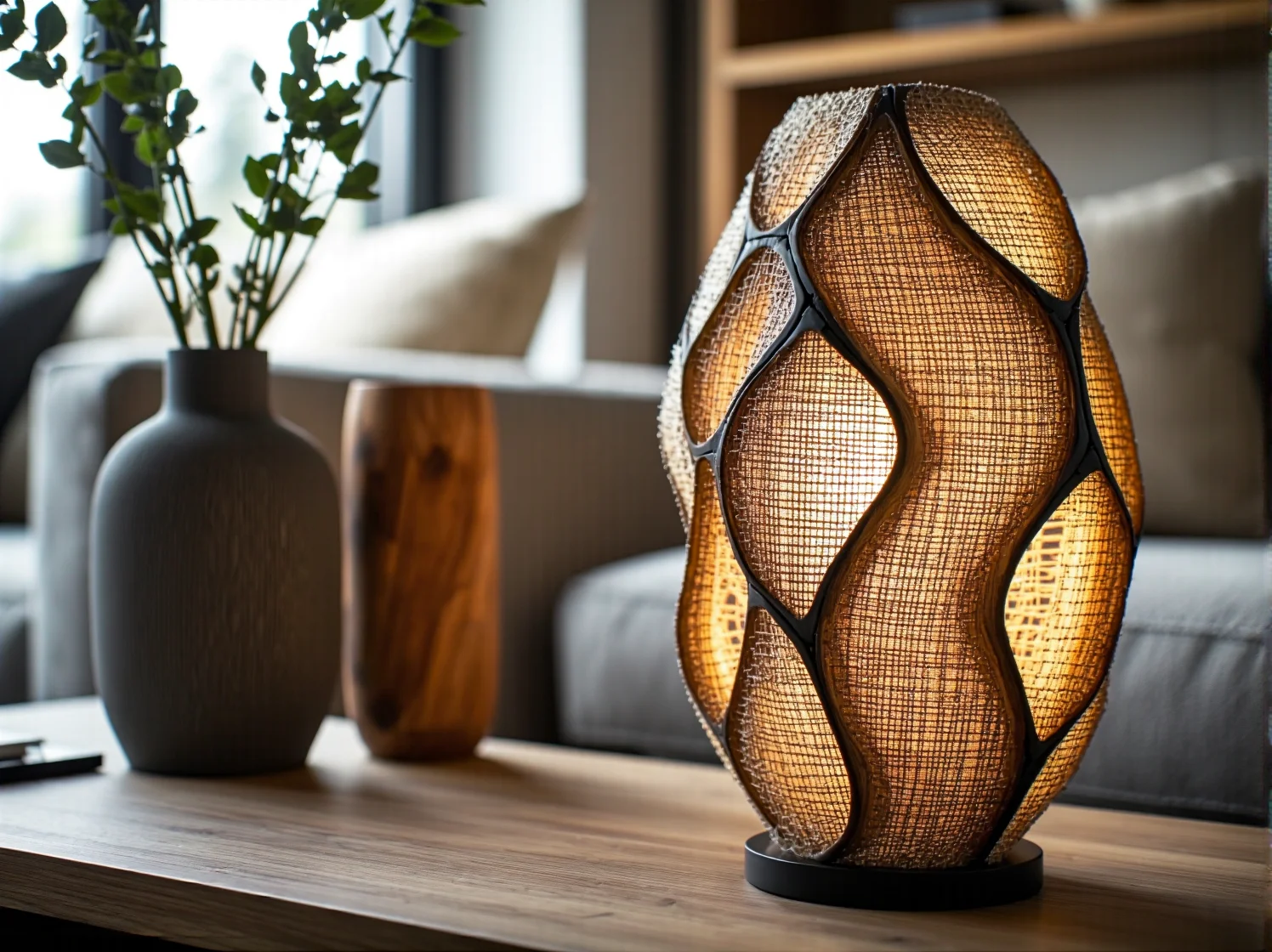 Zbliżenie na unikalną strukturę materiału mebla wykonanego w technologii druku 3D